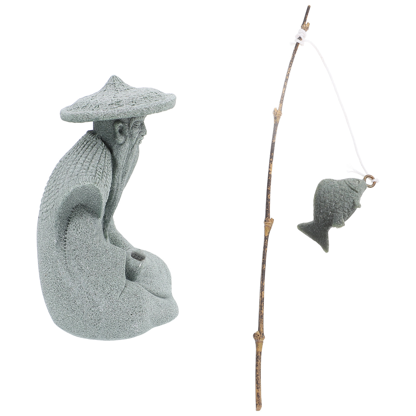 Aquarium Decor - Mini Estátua de Pescador em Resina